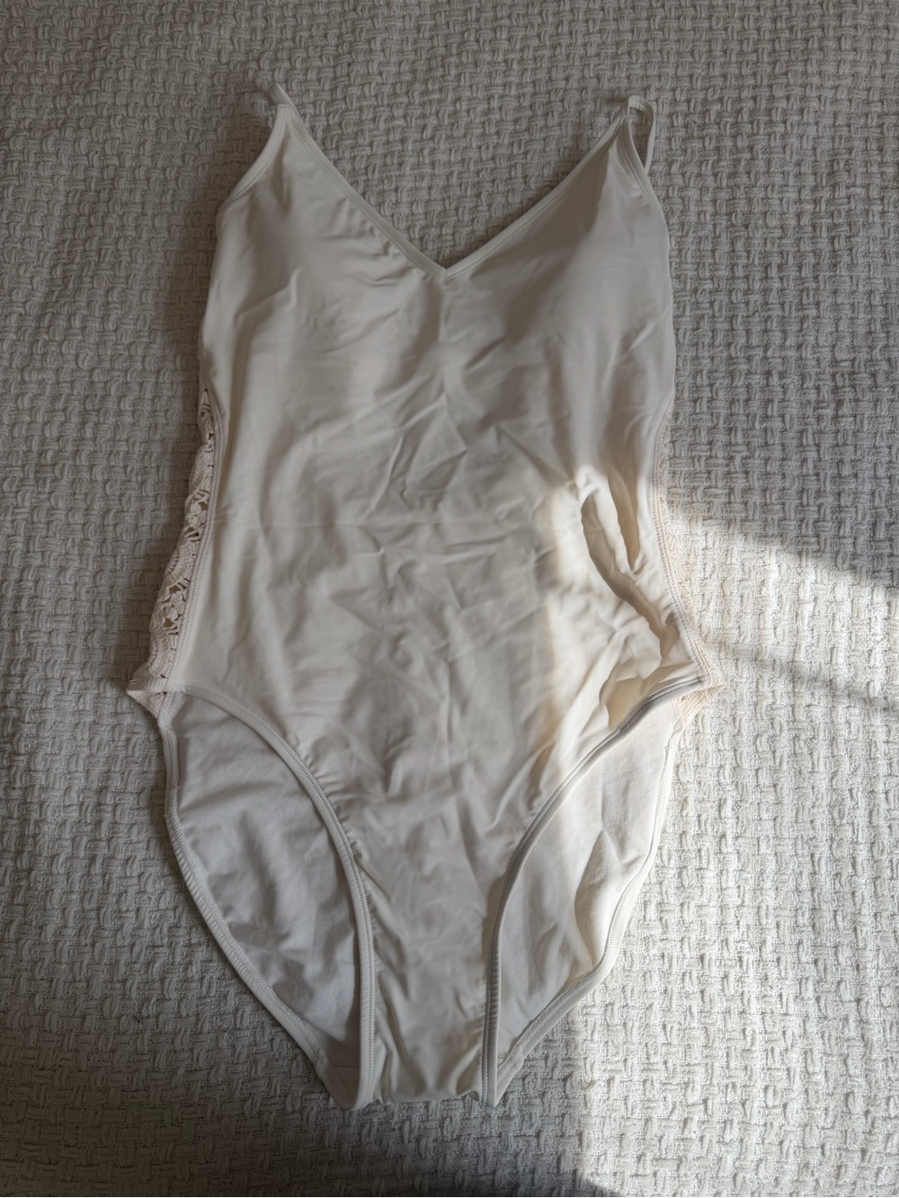 Shade & Shore Cream One-Piece Swimsuit with Lace Side Panels